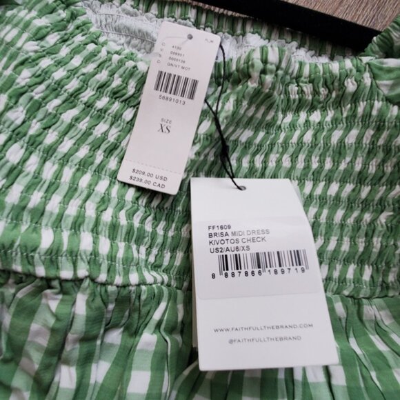 NWT Anthropologie Faithfull Lilou Smocked Maxi Dress Womens XS Green Gingham - Picture 6 of 7